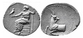 Νόμισμα Πραισού, 4ος αι.  π.Χ., Με το Δία αετοφόρο, σε θρόνο κρατώντας σκήπτρο και την τροφό του Αμάλθεια