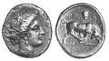 Αργυρό δίδραχμο Πραισού, 4ος αι. π.Χ., με ταύρο Κρήτης